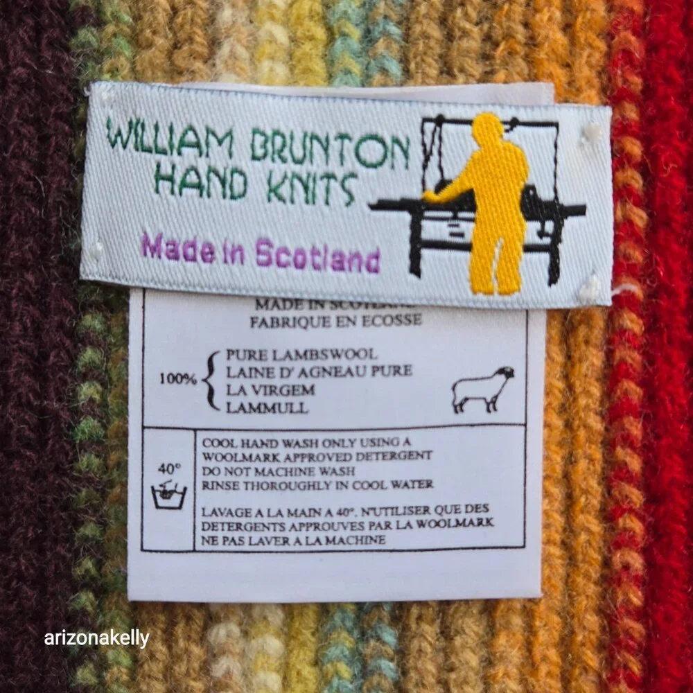 Wool Hand Knit Stripe Scarf William Brunton Scotland